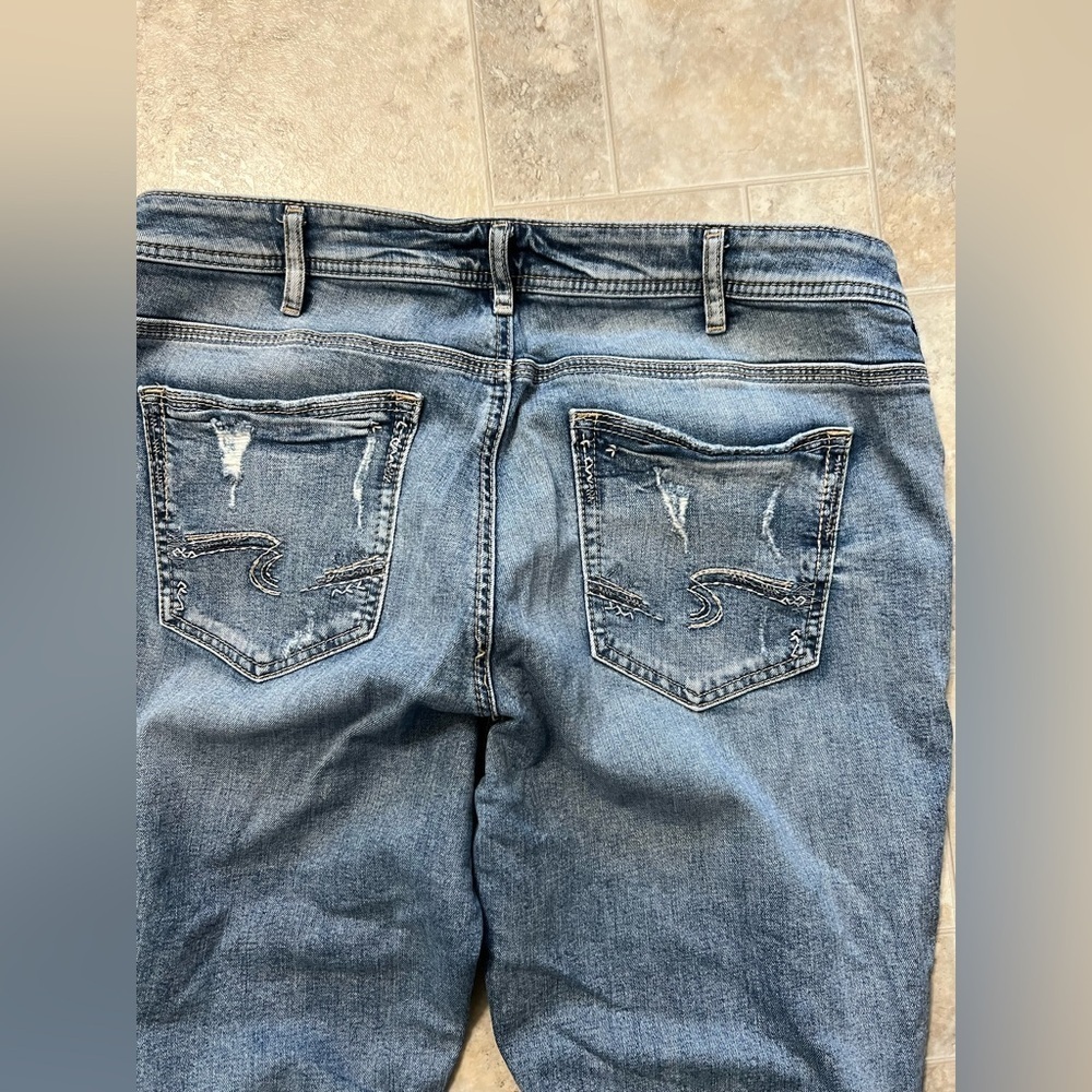 Women’s silver jeans Sam distressed 14/27 - Picture 9 of 10